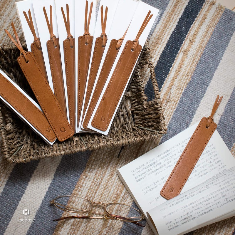 [aso] ZE-V163 Choose Initial Genuine Leather Bookmark, Made in Japan,