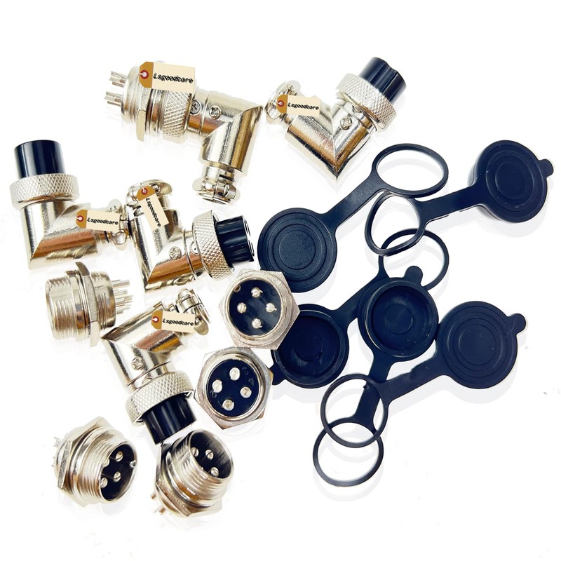 Lsgoodcare 5Pcs GX16 Elbow Aviation Plug Socket Female 90 Degree