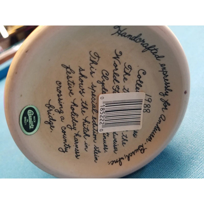 1988 Anheuser Busch Budweiser Bud Holiday Christmas Beer Stein Clydesdales