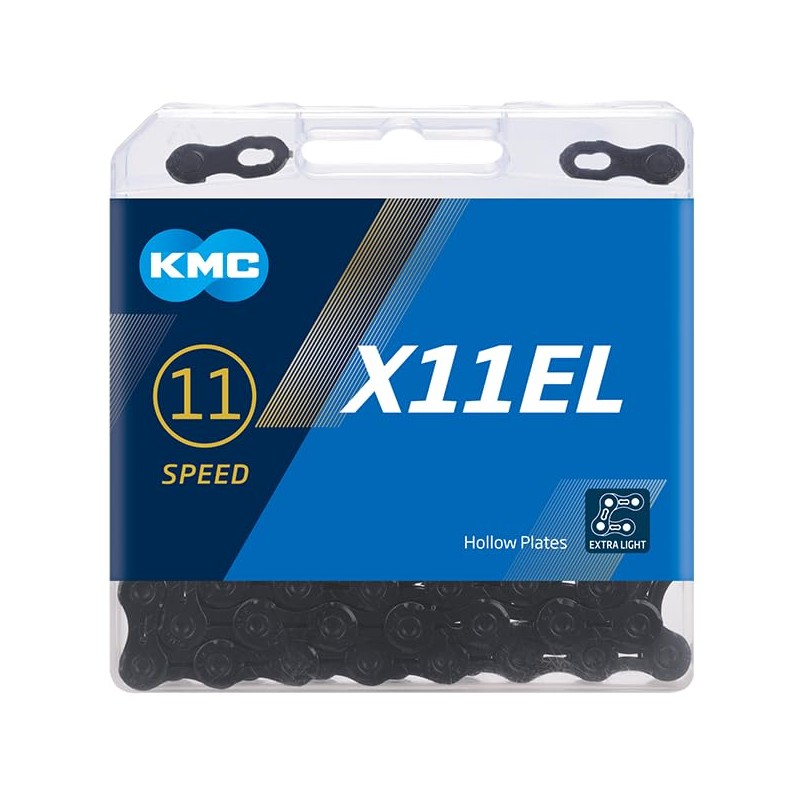 KMC Bicycle Chain, X11EL Blacktech, 1/2 Inch x 11/128 Inch,