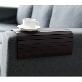GEHE Sofa Arm Tray Table Flexible/Foldable Couch Arm Tray Armrest Table Perfect for Drink Snacks Great Arm Table for Couch Armrest (16.5" L x 13.25" W x 0.4" H, Mahogany)