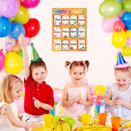 Happy Birthday Poster 2 Pack Birthday Chart for Classroom Calendar Bulletin Board Decorations Gift Tags Festival Party for Preschool Wall Decor Teacher School Supplies 19.69" X 15.75"(Fold Package)