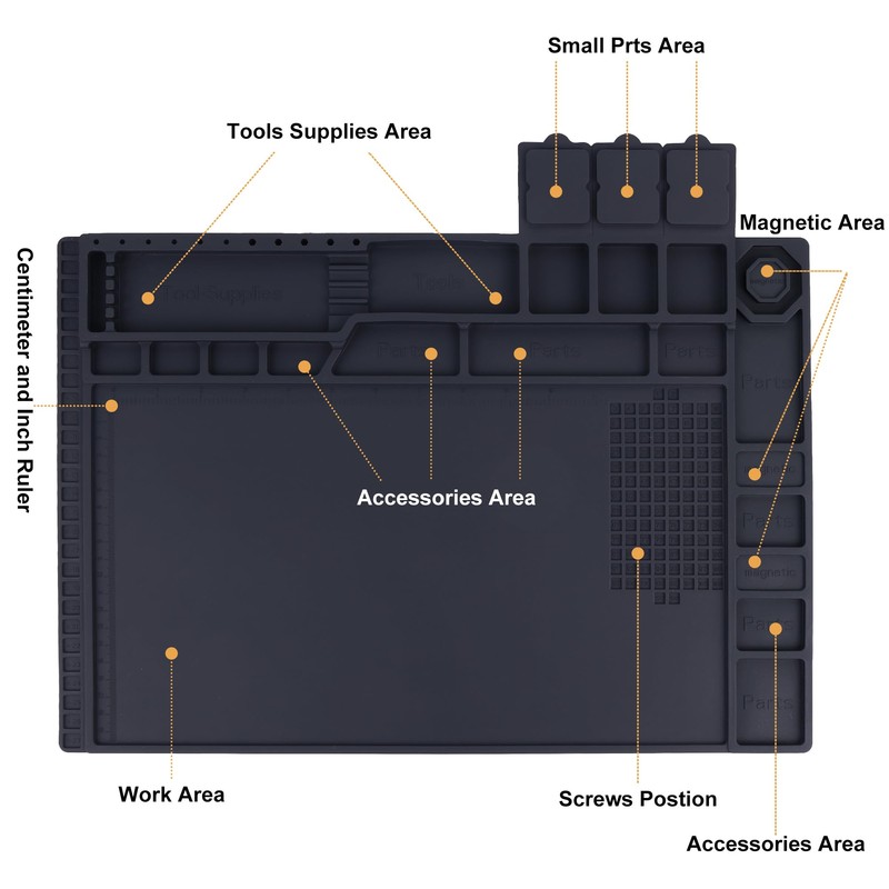 Premium Heat Resistant 932°F Magnetic Silicone Soldering Mat Electronics Work