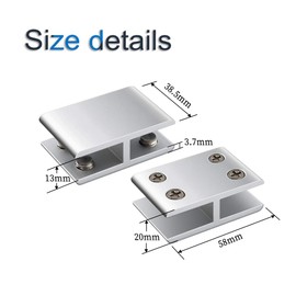 INCREWAY 4pcs Glass Clamp, Adjustable Double Side Aluminum Alloy Glass Shelf Support Bracket, Glass Clip Clamp Holder for 10-12mm Thickness