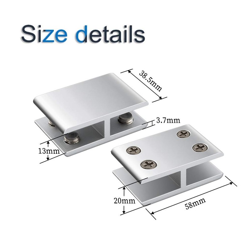 INCREWAY 4pcs Glass Clamp, Adjustable Double Side Aluminum Alloy Glass