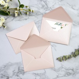 PONATIA Paquete de 50 sobres A1, 3 5/8 x 5 1/8 pulgadas, sobres rosados rubor perfectos para tarjetas de boda, tarjetas RSVP, tarjetas de respuesta, baby showers, notas de agradecimiento, fotos y