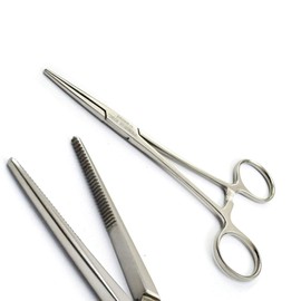 MEDSPO Professional Forceps | Dental Medical Ortho Surgical Needle Holder Locking | Veterinary Suture Restorative | Orthodontic Pliers Instruments CE (Kelly Forceps Straight)