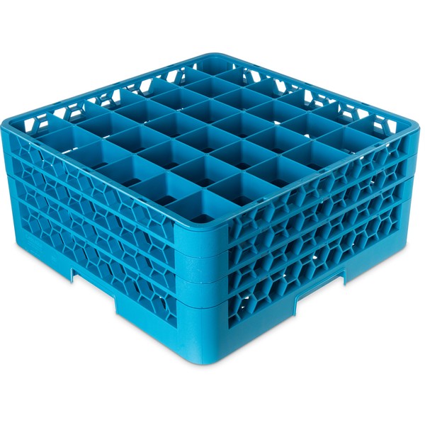 Carlisle FoodService Products RG36-314 OptiClean 36 Compartment Glass Rack with 3 Extenders, 2-15/16" Compartments, Blue (Pack of 2)