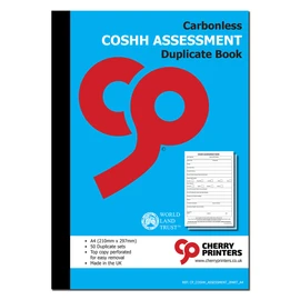 Cherry Carbonless COSHH Assessment NCR Duplicate Book A4 50 Sets
