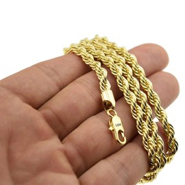 Q&S Jewels Gold Cross Pendant Necklace 4MM Diamond Cut Mens Rope Chain Stainless Steel 18K Gold Plated Fashion Jewlery for Men Women