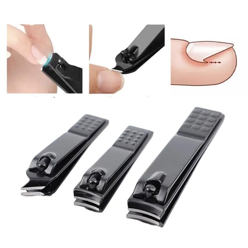 Nail Clippers Set, 3 Sizes, Professional Manicure Tools (Black)