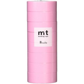 Kamoi Kakoshi MT08P185R Masking Tape, 8 Ps, Width 0.6 inches (15 mm) x 26.4 ft (7 m), 185, Rose Pink