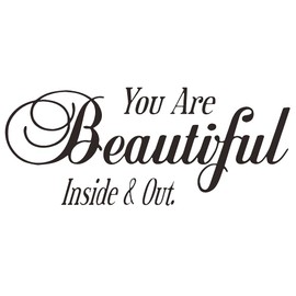 You are Beautiful Inside and Out Wall Sticker, Vinyl Motivational Wall Art Decor, Inspirational Quote Saying Letter Room Decal for Office, Yoga Gym, Study, Girls Bedroom, 22 x 9.1