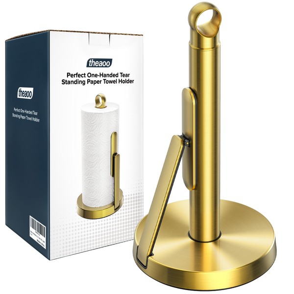 theaoo Heavy-Duty Stainless Steel Paper Towel Holder with Tension Arm