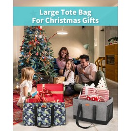 WONDAY Large Utility Tote Bag, Reusable Grocery Bags Collapsible Tote, Large Tote Bag With Handles Utility Tote Shopping Bags for Groceries, Storage, Picnic, Beach, Pool (Black)