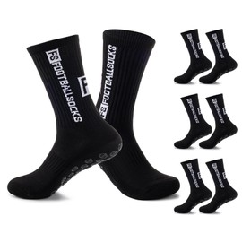 Werfunee 3 Pairs Football Socks Football Socks Football Socks for Men Women Non-Slip Grip Socks Football, black, 39-46
