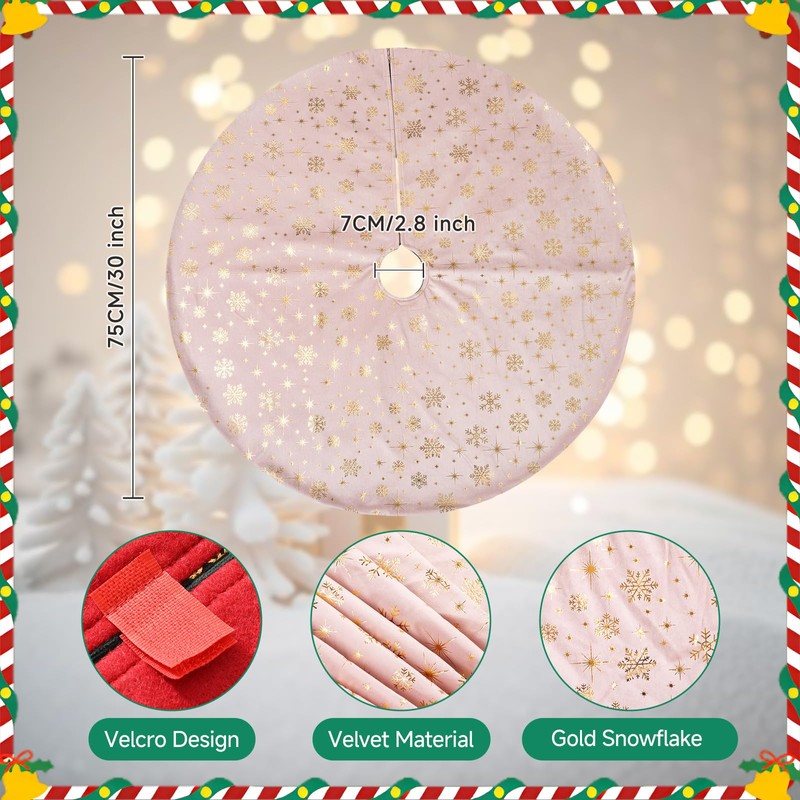 Lanpn Christmas Tree Skirt 30 inch, Velvet Xmas Tree Skirt