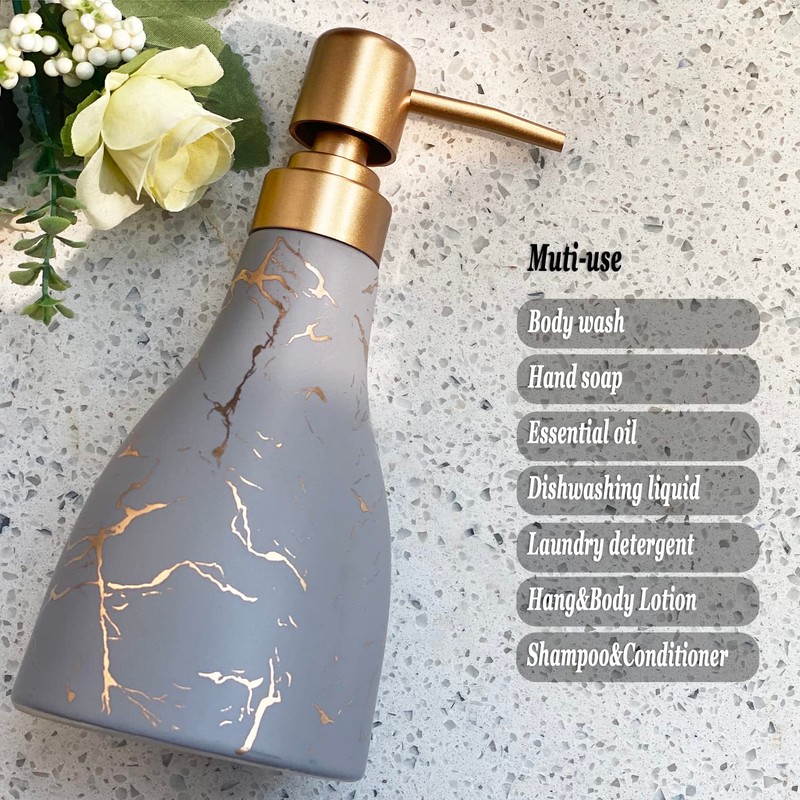Ceramic Soap Dispenser for Bathroom Grey Soap Dispenser for Kitchen