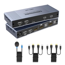 Multiview KVM Switch Seamless HDMI 2 port Boxes, MT-VIKI 4K@30hz Fast switching USB KVM HDMI Console Aluminum, No Delay, EDID, PIP, POP, Hotkey +3 Display Modes