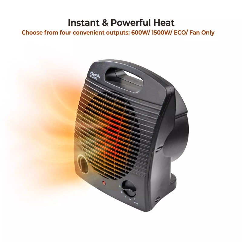 Comfort Zone Portable Fan-Forced Indoor Space Heater with Adjustable Thermostat