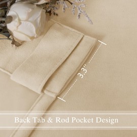 DWCN Velvet Curtains 96 inches Length 2 Panels - Rod Pocket and Back Tab Sun Blocking Tieable Curtains for Bedroom Living Room Thermal Insulated Super Soft Window Drapes, Camel Beige, W52 x L96