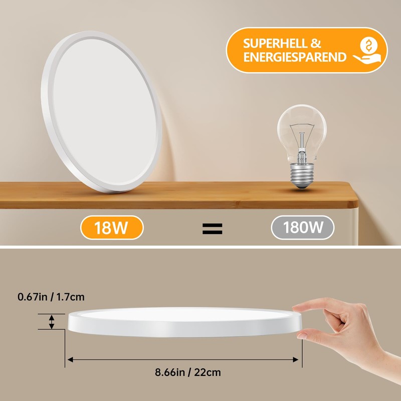 Taipow 18 W 2448 LM LED Ceiling Light Flat, 3000