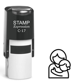 stampexpression - Mom and Child Outline Self Inking Rubber Stamp - Black Ink (A-63305)