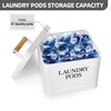 Calindiana Modern Farmhouse Metal Laundry Pods Holder Container with Lid