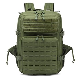 W WINTMING Military Tactical Backpack 45L 3 Day Assault Pack Waterproof Molle Hiking Rucksack for Men and Women (ArmyGreen-2)