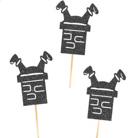6X Double Sided, Handmade, Father Christmas Chimney Glitter Cupcake Toppers by Cakeshop | 480gsm Glitter Xmas Santa Cupcake Decorations | Black