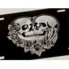 Engraved Skeleton Skull Lovers Car Tag Diamond Etched Vanity Front
