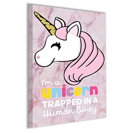Hippowarehouse I'm a unicorn trapped in a human body (Colour) Printed Canvas 21cmx31cm Wall Art Design Classroom Gym Room Home Office Décor
