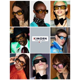 kimorn Sunglasses for Women Men Trendy Retro Fashion Sun Glasses 90’s Vintage Y2K Oversize Square Frame Shades K1337 (Black Yellow+Black Blue)