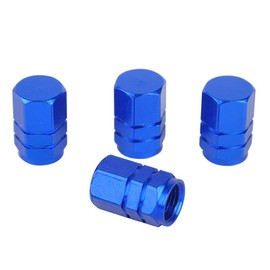 4pcs Car Tyre Valve Caps Aluminium Metal Car Tyre Air Valve Caps Dust Stem Cover for Cars Bike Motorcycle (Blue)