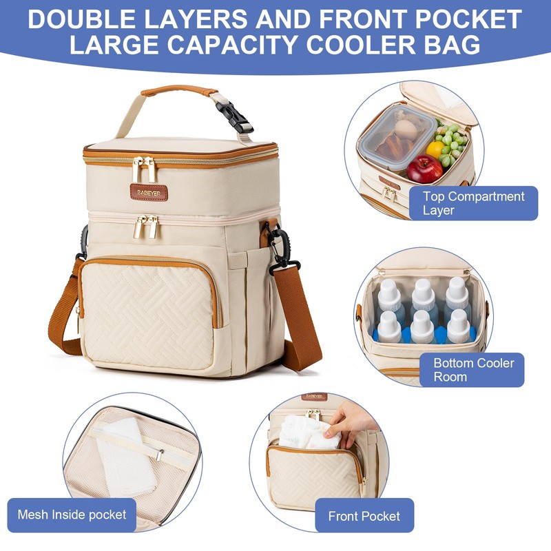 BABEYER Insulated Breastmilk Cooler Bag with Ice Pack - Holds