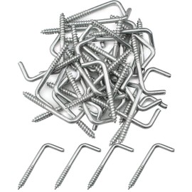 burkfeeg 40 Pcs L Hook Screws Screw-in Hooks Screws Square Shouldered Dresser Screws Hooks Carbon Steel Right-Angle Hook for Hanging Cups, Keys, Traction Ropes (1.57 * 0.59 inch)