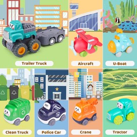 FunMission Baby Boy Toys, Baby Toy Cars 7 Pack, Toys for Boys Aged 18 Months +, Toddler Toys Age 2-3, 7 Toy Cars with Storage Bag, Trucks for Toddlers, Presents for Kids