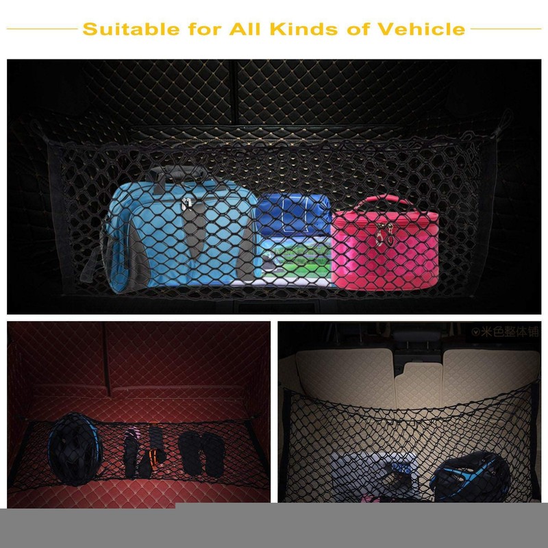Car Trunk Storage Net, 100x40cm Cargo Nylon Net Elastic Nylon