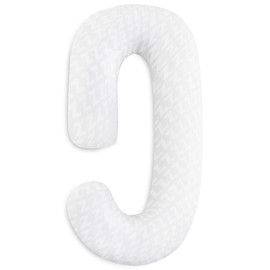 MALOUF Z Total Body C-Shape Pregnancy Wrap Around Ultra Supportive Sleeping Pillow, White