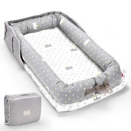 Baby Lounger, Portable Infant Loungers for Newborn 0-12 Months, Newborn Essentials for Baby Boys & Girls - Breathable Adjustable Babies Nest for Travel and Home - Crown Ash