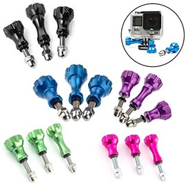 MaximalPower CA GP CNC Screw(BK) Aluminum Thumb Knob Bolt Nut Screw Kit for GoPro Hero 4/3+/3/2/1, Pack of 3 (Black)