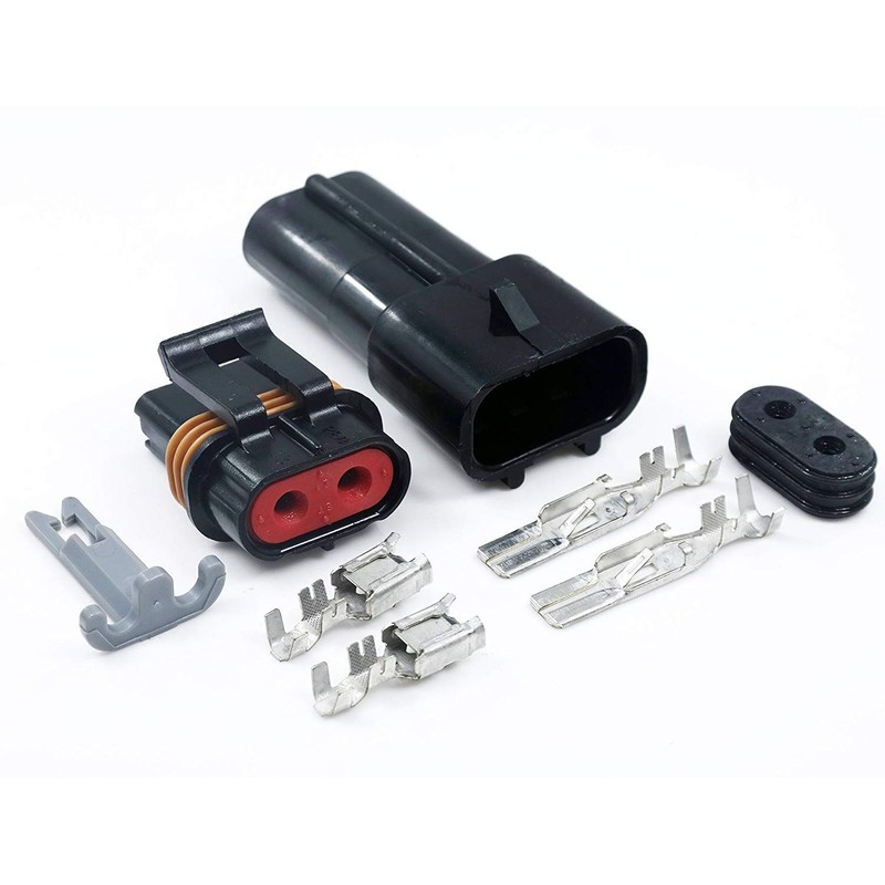 2 Pin Metri-Pack Waterproof Connector 10-12awg Terminals and Seals 46Amp