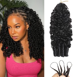 Beauty Queen Burmese Curly Crochet Human Hair 20 Inch 120g Knotless Pre-Separated Feather Human Hair Crochet Bundles 3C4A Lightweight Reusable Remy Hair Extensions for Women Natural Black Color