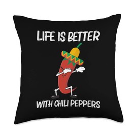 Funny Chili Pepper Design For Men Women Berry Fruit Plant Throw Pillow