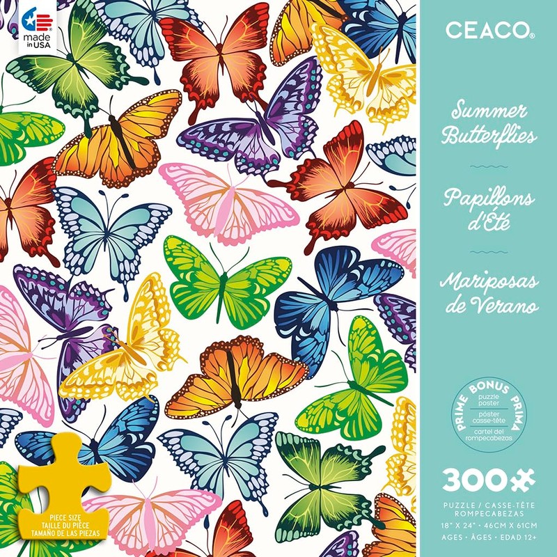 Ceaco - Summer Butterflies - 300 Oversized Piece Jigsaw Puzzle