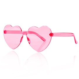 Luckious 1 PC Heart-Shaped Sunglasses - Chic Vintage Heart Shaped Sunglasses,Party Glasses for Fishing, Driving, Party, Beach Party and More!(Pink)