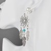 Clip on dream catcher earrings silver with turquoise bead metal