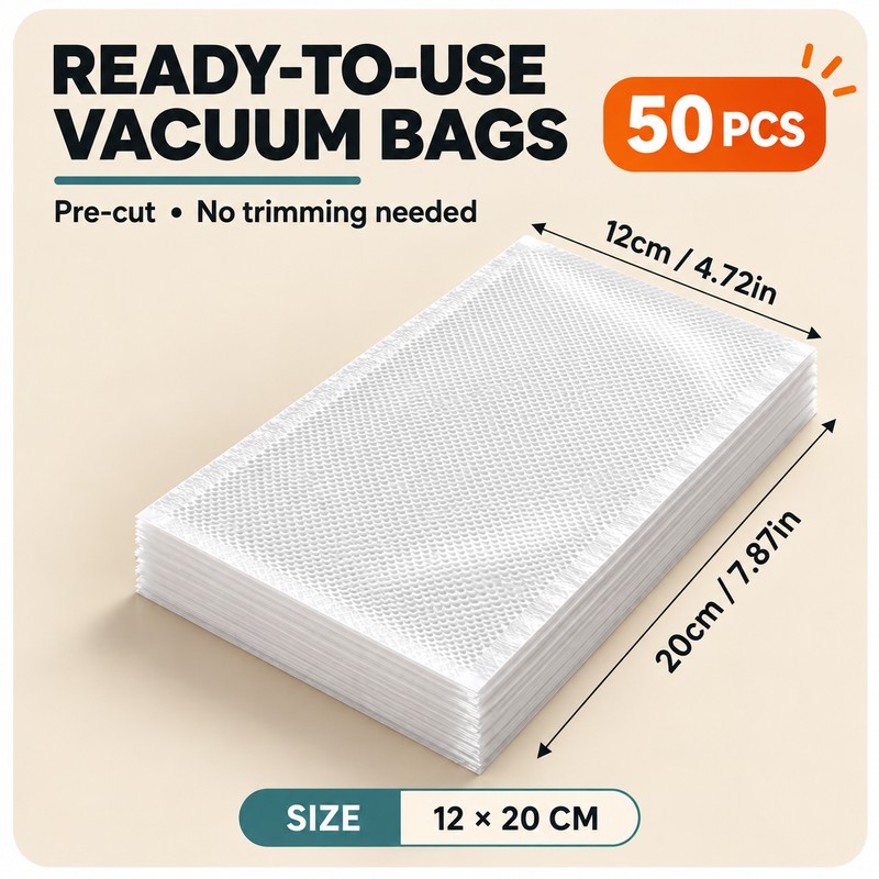50-Pack Vacuum Food Storage Bags for Food Preservation – Reusable