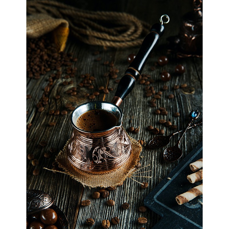 DEMMEX Thickest Copper Turkish Greek Arabic Coffee Pot, Stovetop Coffee