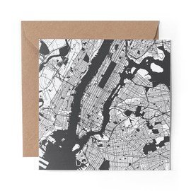 1 x Greeting Card Abstract Manhattan Urban Street Map - Blank Birthday Celebration Anniversary #13258